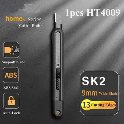 Retractable Snap-Off Utility Knife 18mm/9mm High Carbon Steel Blades Box Cutter Auto Lock for Office Supplies Stationery Tools