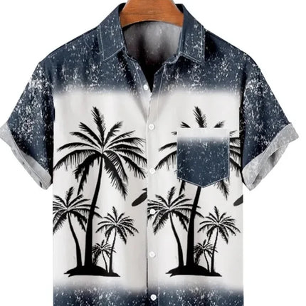 Casual Beach Men's Short Sleeve Shirt Comfortable 3d Digital Printing Pattern Polyester 100% Fashionable Clothing Top