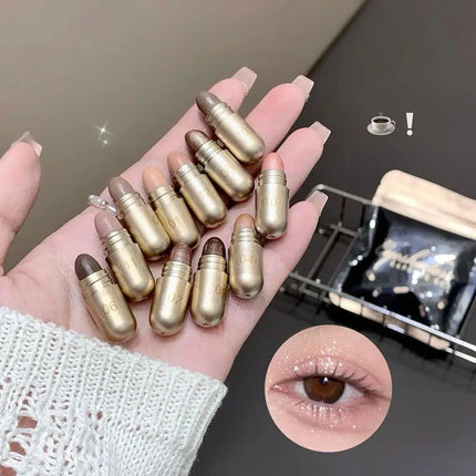 12colors Matte Eyeshadow MAGIC CASA Capsule Eye Set High-gloss Silkworm Small Golden Bean Not Easy To Smudge Brand Eye Makeup
