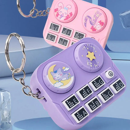 1pc Mini Music DJ Disc Player Keychain Musical Instrument Sound Button Toy Games Children's Educational Toy Bag Pendant Keychain