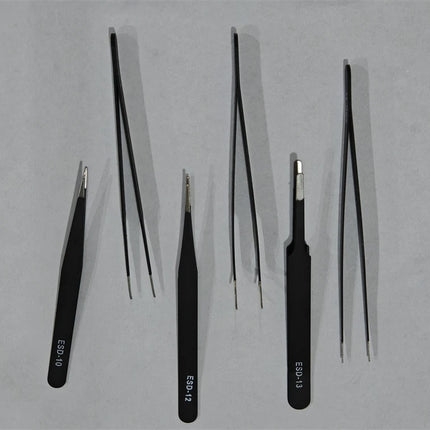 Antistatic Stainless Steel Tweezers 6 PCS Precision Maintenance Industrial Repair Curved Tool Home Work Model Making Hand Tools