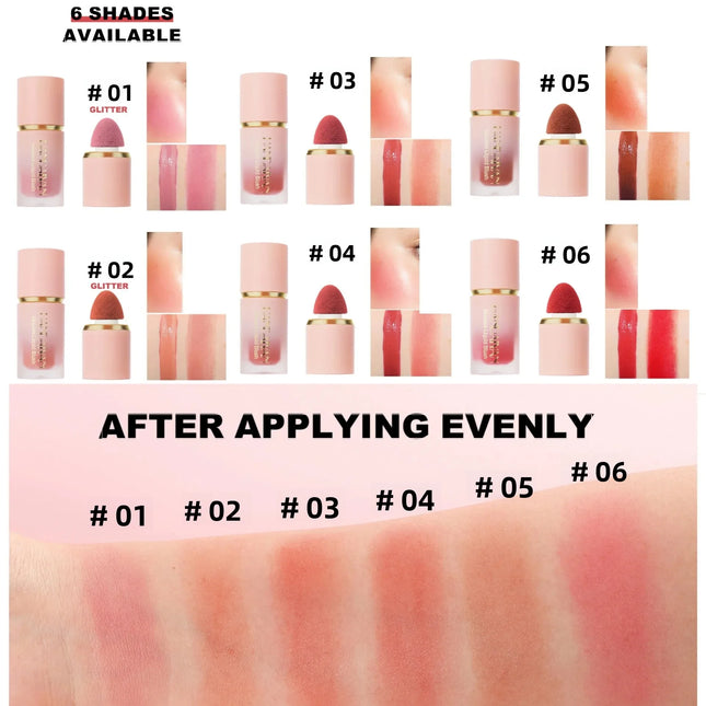 HANDAIYAN Liquid Blush Facial Matte Makeup Lasting Easy to Color Make Up Blusher With Sponge Brush Tip Velvet Rouge Cosmetics