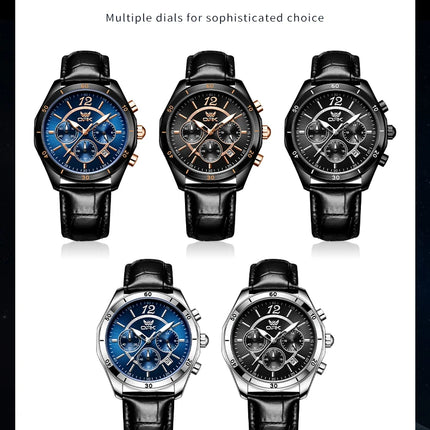 OPK 6066 Man Watch Fashion Original Business Quartz﻿ Wristwatch Waterproof Luminous Week Date Calendar Window Watch For Man