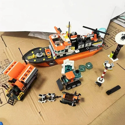 Compatible Brick Sets City Series Building Blocks 60062 Arctic Exploration Icebreaker Ship Large Model Children's Gift Toys