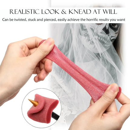 Tongue Piercing Prank Fake Tongue False Tongue Prop Clown Magic Show Props Horrific Magic Tricks Gift for Kid Child Halloween