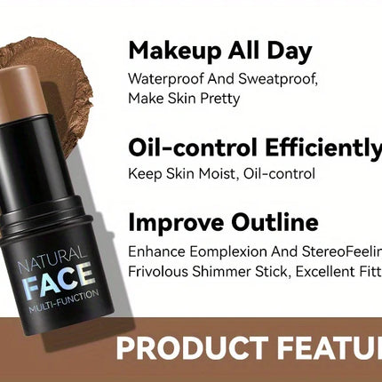 Cream Contour Sticks,Shades with Highlighter & Bronzer & Blush, Non-greasy and Water-resistant Face Contouring Pen