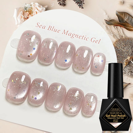 10ml Nude Pink Cat Magnetic Gel Nail Polish Ultral Shine Glitter Semi Permanent Soak Off UV Gel Varnish Nail Decor Nail Supplies