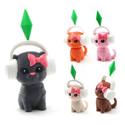 The Sims Cat Dancing Cat Car Ornament Creative Cute Kitten Mini Earphone Cat Model Home Desktop Decor  Automotive Interior Gift