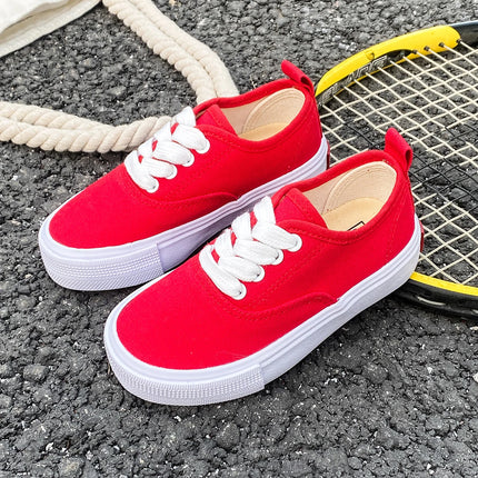 1059-1 Minimalist Style Solid Color Boys and Girls Low Top Children's Canvas Shoes Fluorescent Candy Baby Casual Board Shoes C