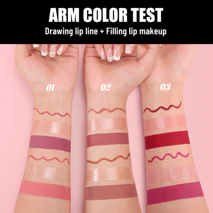 HANDAIYAN 6-Piece Matte Long-Lasting Color Moisturizing Waterproof Lip Liner Set Lip Liner + Lip Gloss + Lip Lacquer Set