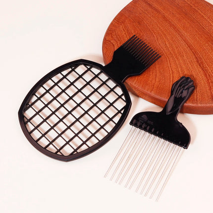 3 pieces of black metal hair salon men's dirty braids, African hair forks, combs, hair combing tools Special for real hair wigs