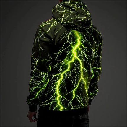 Vintage Men's Sweatshirt 3D Lightning Graphic Printing Casual Hoodies Spring Autumn Female Clothing Harajuku Oversized Pullovers