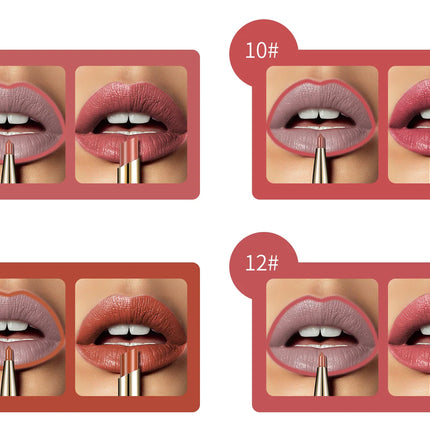 QIC Lipstick Lipliner Pen Matte Velvet Lip Liner Pencil Contour Makeup Sexy Red Lip Stick Long Lasting Cosmetics