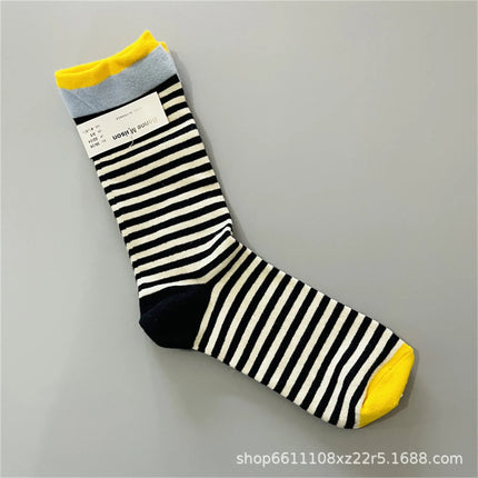 Bonne Maison French Small Batch Women's Fun Oil Painting Style Mid-Calf Cotton Dopaamine Colorful Socks Moisture Wicking Sweat