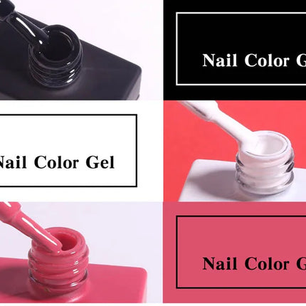 6PCS Nail Polish Not Set New Years Semi Permanent Hybrid Black Red Color Gel Polish Valentine's Popular Christmas Solid Color