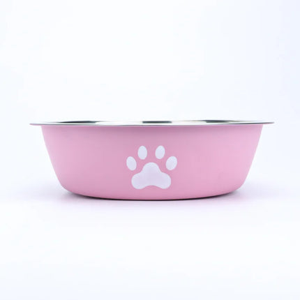 New stainless steel dog basin paw print pet supplies cat bowl dog bowl silicone anti-slip design pet drinking water feeding bowl