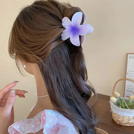 Hawaiian Gradient Hair Clips Flower Hair Claws Big Size Fashion Head Wear Hairpin for Women Girls Crab Barrette Hair Accessories
