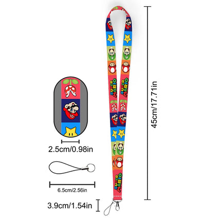 Cartoon Mario Cartoon PVC Card Cover Student Campus Hanging Neck Bag Card Holder Lanyard ID Card Holders key chain