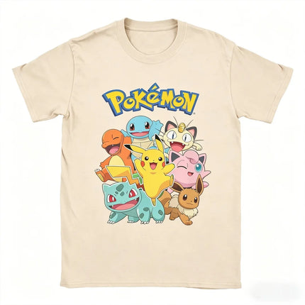 2026 Hot Sale Pokemon All Characters T-shirt Anime Cartoon Tee Men Women Casual Short Sleeve Summer Top for Fans Gift Cotton Top