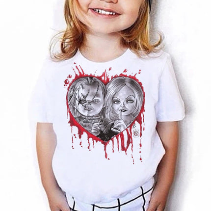Kids Chucky Children Satan Halloween Horror Ghost Tee Manga Y2K Designer T Shirt Funny Anime Clothes Kid Girl Boy Tops Tees