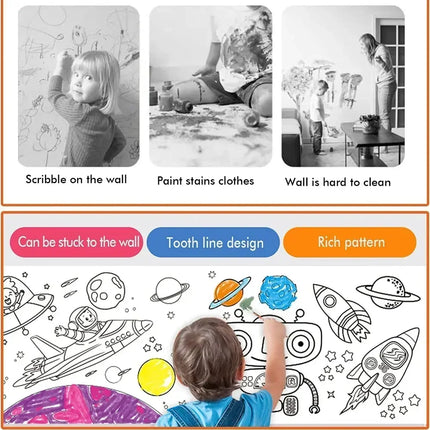 Children's Drawing Roll Scroll DIY Coloring Paper Roll Color Filling Graffiti Paper-cut for Kids Painting Educational Kids Toys