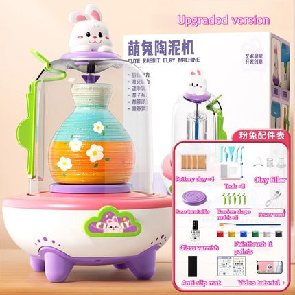 Creative Electric Mini Fingertip Pottery Wheel Kit Non Bake Clay DIY Craft Set for Kids Primary School Students Birthday Gift