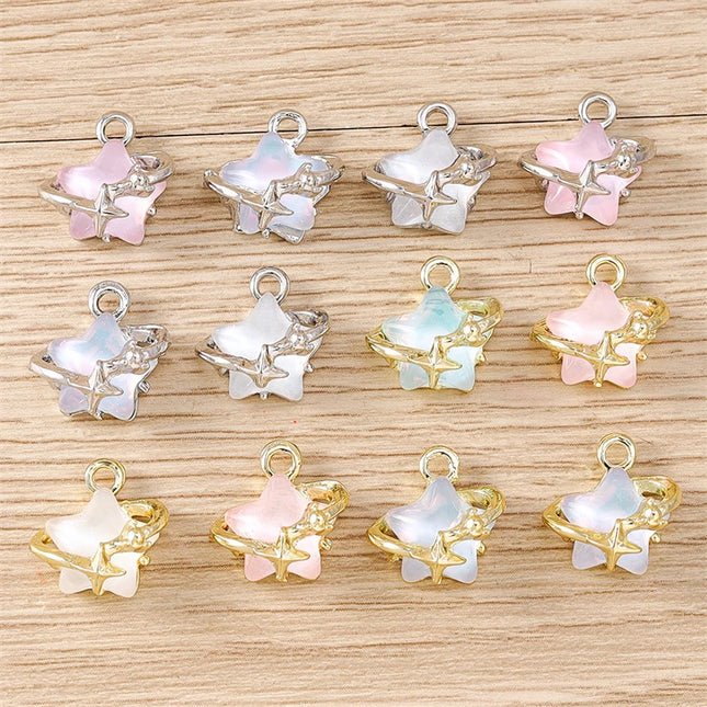 5pcs 13x13mm Mix Cute Crystal Star Charms Pendants for Jewelry Making Drop Earrings Necklaces Bracelets DIY Crafts Accessories