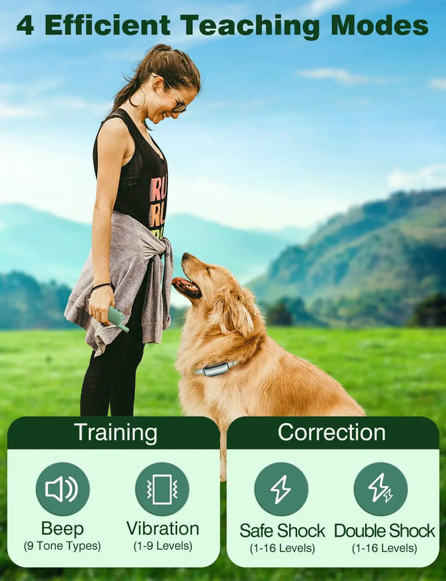 IPX7 Waterproof Training Collars for 7-120lbs Medium Large Dogs, 3300ft Dog Shock Collar with Remote, Shock & Double Shock Mode
