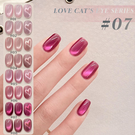 MIANEL 12ML Burning Love Cat Eye Gel Polish 2025 New Arrival - Brightening Dragon Fruit Pink with Glass Bead Cat Eye Nail Art