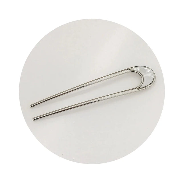 Fashion Luxury Hair Clips Silver Gold Hair Accessories Elegant Enamel Hairpin For Women Metal U Shape Hair Stick Alloy Ornament