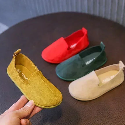 Children's Flat Shoes New Candy Color Simple Casual Shoes Loafers Slip-on Flats Lightweight Boys Girls Leather Shoes Moccasins