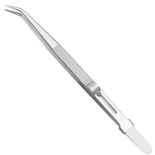 16CM Professional High Precision Stainless Steel Jewelry Tweezers Sandblasting DIY Diamond Gem Jewelry Jeweler's Slotted Buckle