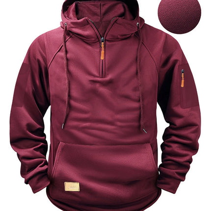 Autumn/Winter New Men's Hoodie Fashion Casual Sports Hoodie Retro Harajuku Long Sleeve Zipper Multi Pocket Loose Street Wear