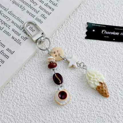 1PC Creative Unique Doughnut Bread Coffee Phone Charm Strap Pendant Lanyard Simulated Food Toys Keychain Bag Accessories Gift