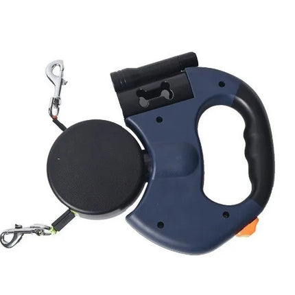 Double-Headed Retractable Dog Leash - Bone Pattern 5M Rope for 2 Dogs, Tangle-Free Outdoor Walking Supply (CE Certified)