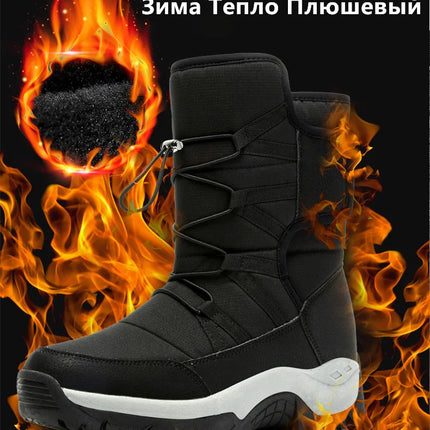 Brand Men's Winter Shoes Waterproof Men's Boots Warm Plush Couple Snow Boots Outdoor Non-slip Hiking Boots Men Work Ankle Boots