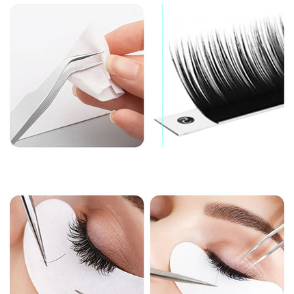 Fiber Tip Tweezers for Eyelash Extension Pink Stainless Steel High Precision Lash Tweezers for Volume Fans Makeup Tools