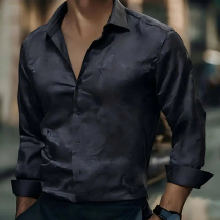 Men's Brand New Silk Top with Regular Slim Fit, Ordinary Lapel, 3D Printed with Artistic Patterns, Fashionable and Comfortable,