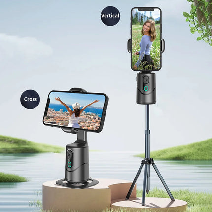 Auto Tracking Phone Holder 360° Rotation Follow-up Gimbal Stabilizer No App Built-In Fill Light for  Live Video Recording