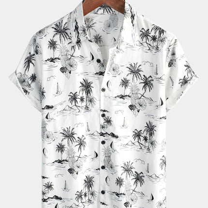 Summer Mens Striped Floral Patchwork Hawaiian Shirt 3D Print Short Sleeve Pocket Casual Oversized Beach Camisa Havaiana Listrada