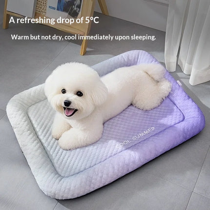 Pet Cooling Mat Foldable Breathable Dog Bed Solid Color Portable Pet Sleeping Pad for Home Outdoor Travel and Daily Use