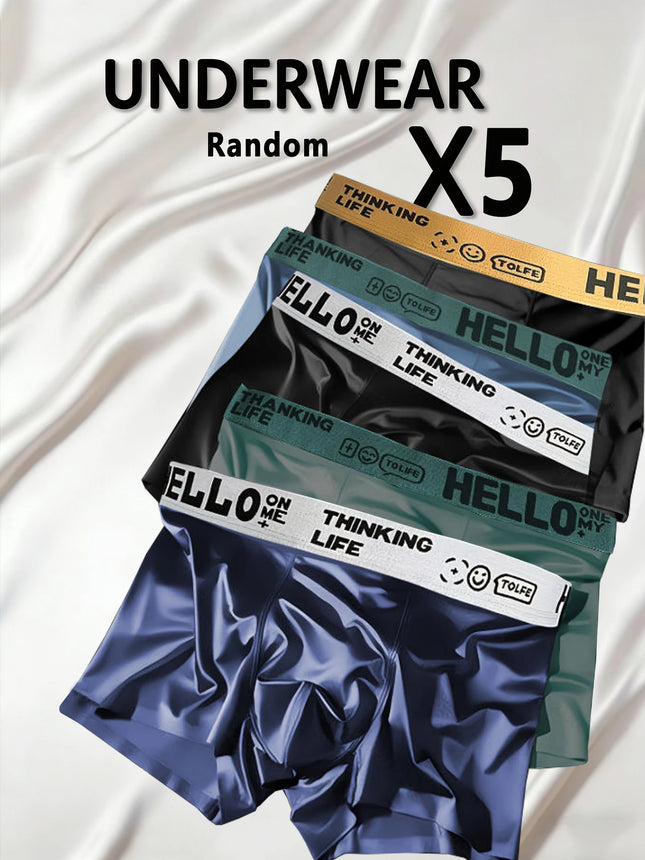 5/10pcs/set Ice Silk Men's Underwear Solid Color Men Boxer Shorts Summer Breathable Underpants U Convex Lingerie Sexy Panties
