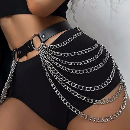 Women Sexy Chest Harness Leather Lingerie Suspenders Chain Collar Bra Bondage Belt Gothic Fetish Clothing Sex Toys Accessorie