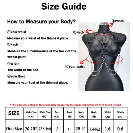 PU Leather Harness Women Chest Belt with Chain Street Style Gothic Fetish Waistband Punk Exotic Clothing Accessories