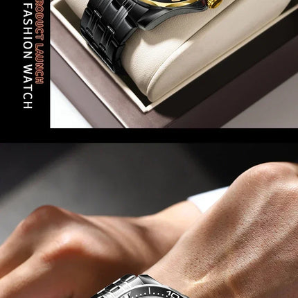 BINBOND Fashion Business Ultra-thin Seahorse Series Men's Quartz Watches Waterproof Luminous Sport Multifunction Men's Wristwatch