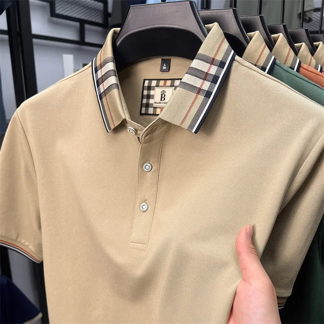 Luxury Brand Man Short-Sleeved Polo Shirt Lapel Button Spring Hot Polo Shirt Business Casual Clean Wrinkle-Resistant Men's Wear