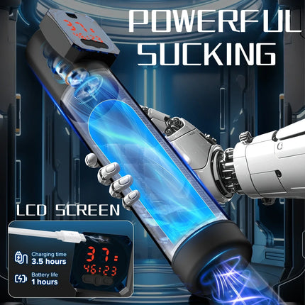 Rechargeable Adult Toy Men Electric Penis Pump Automatic Vacuum Suction Amplifier With 5 Suction 6 Training Mode Digital Display