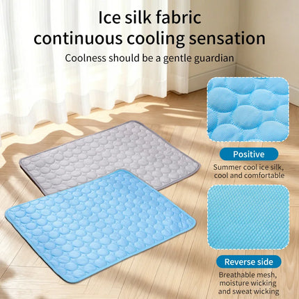 Summer Pet Cooling Pad Non-Toxic Ice Silk Dog Cat Cooling Bed Mat Anti-scratching Reusable Cool Cushion for Dogs Cats