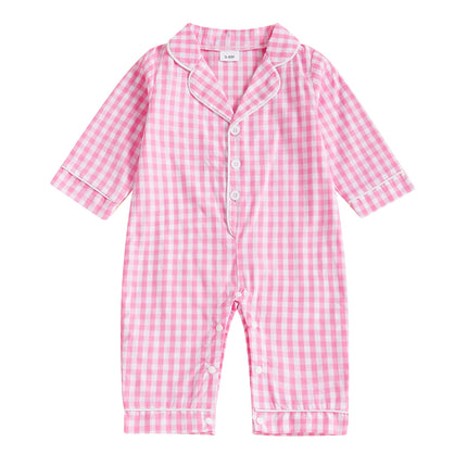 ma&baby 0-24M Newborn Infant Baby Girls Boys Jumpsuit Plaid Print Button Long Sleeve Rompers Casual Fall Spring Clothing D10
