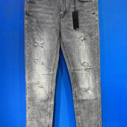 Men's best quality letter printed Slim Fit Skinny Long Black Denim pants long Trousers Jeans Streetwear